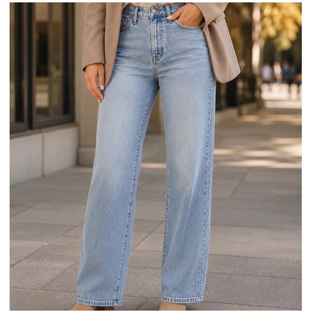 Madewell Perfect Vintage Wide-Leg Crop Jeans Women 28 Blue Light Wash High Rise